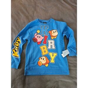 Nintendo Kirby Kids Blue Fleece Sweatshirt Waddle Dee Graphic Pullover Large L